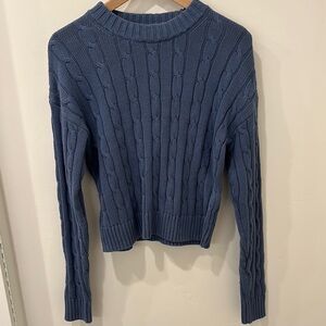 GAP bainbridge blue Cable Knit Cropped Sweater